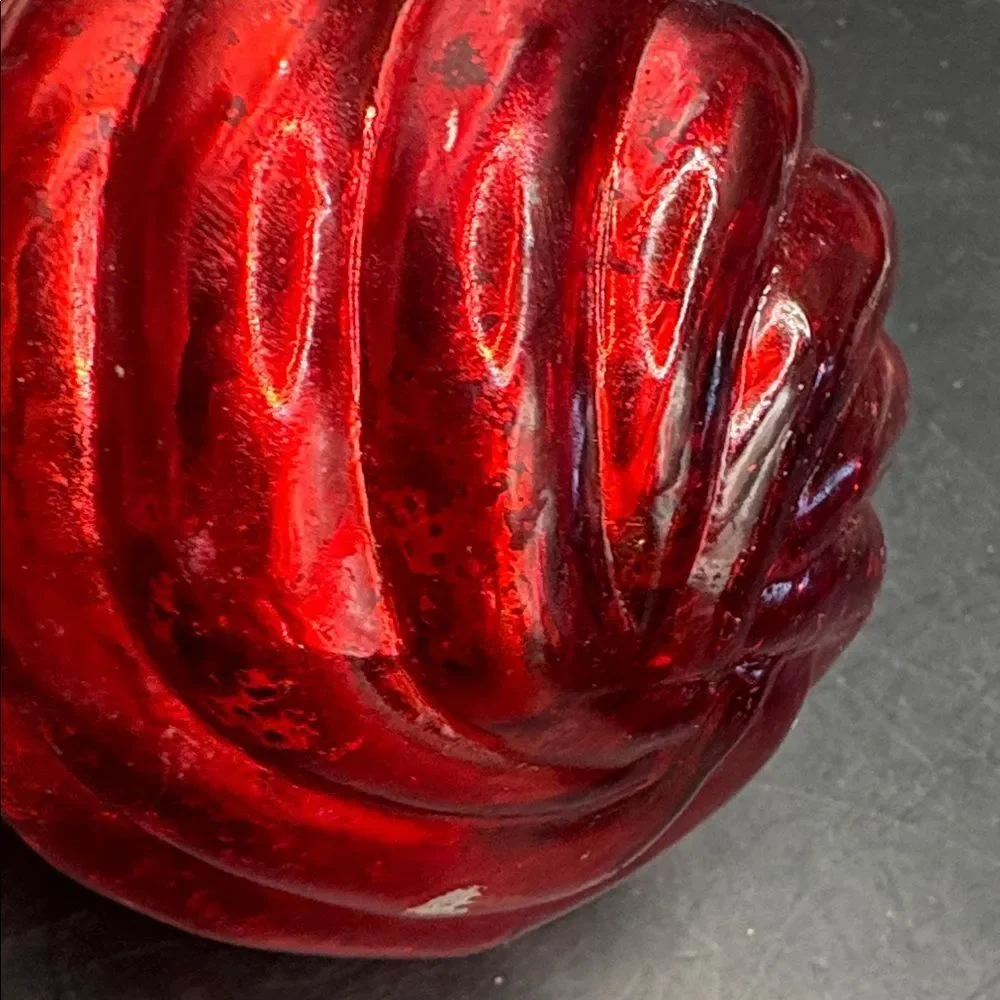 Vintage Red Swirl Glass Ornament